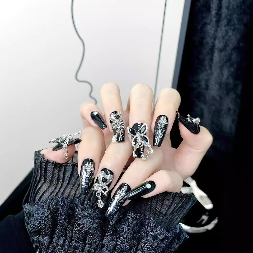 Gothic Butterfly Chain Coffin  Nails